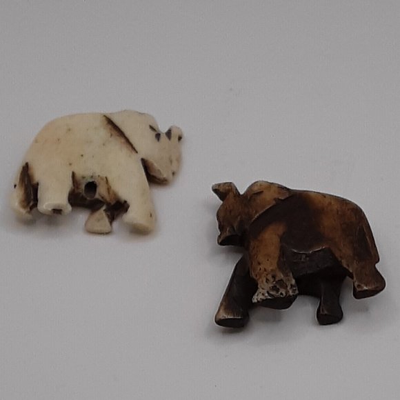 Elephants Pendants African Tribal Yak Bones 1" Set of 2 DIY - Picture 3 of 10